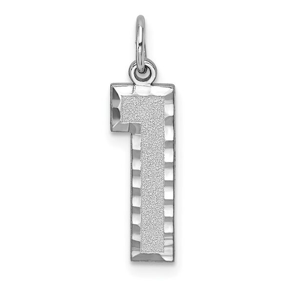 14k White Gold, Varsity Collection, Large D/C Pendant, Number 1 - Picture 1 of 6